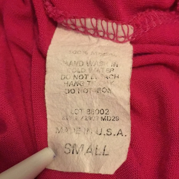 FOREVER USA made vintage Hot pink 100% Modal SOFT Back Tie banded waist tunic S - Picture 13 of 17